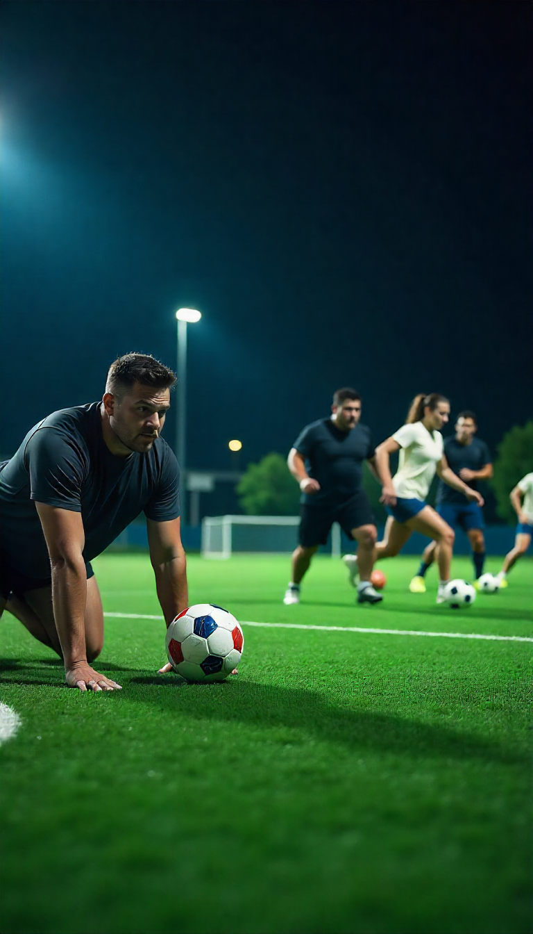 Treino noturno com bola